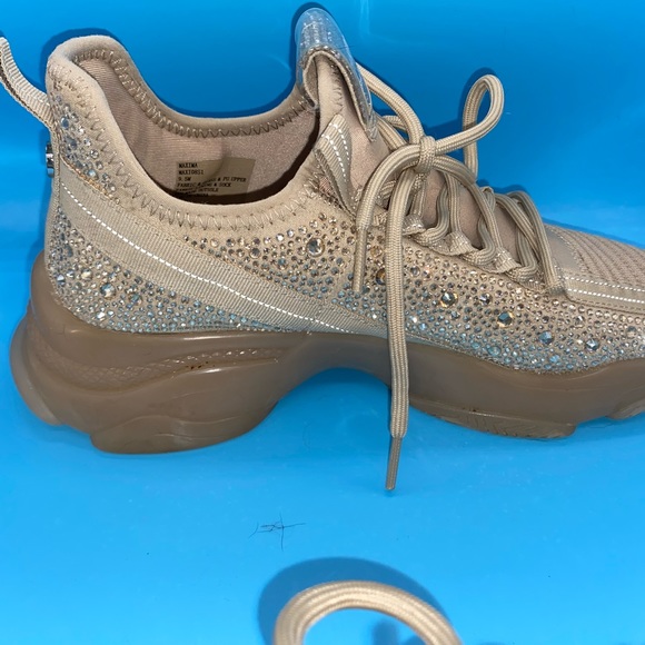 Steve Madden Maxima Blush Gold Nude Sparkle Rhinestone Sneakers Size 9.5M - Picture 10 of 12
